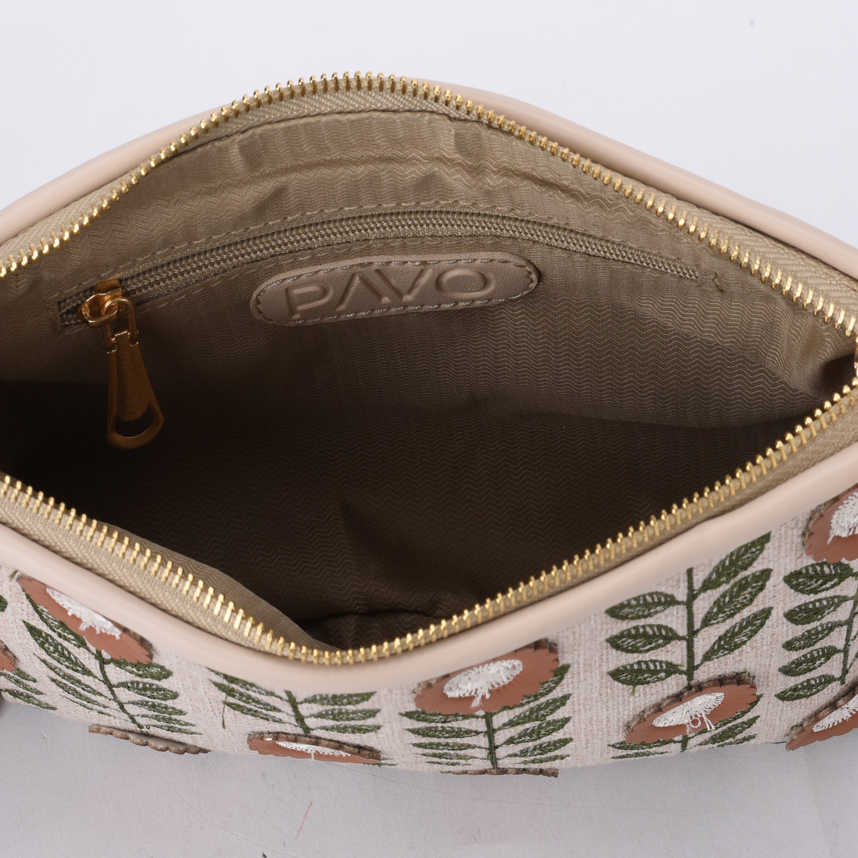 Beige floral Clutch - PAVO Egypt