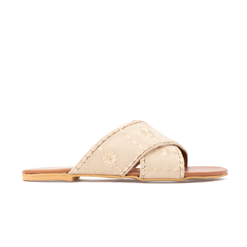 Beige Cross slippers