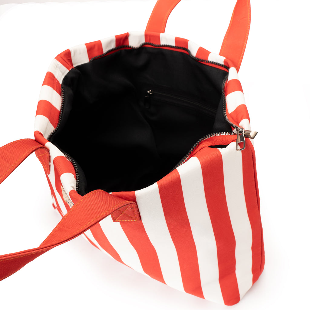 Striped Red Tote Handbag