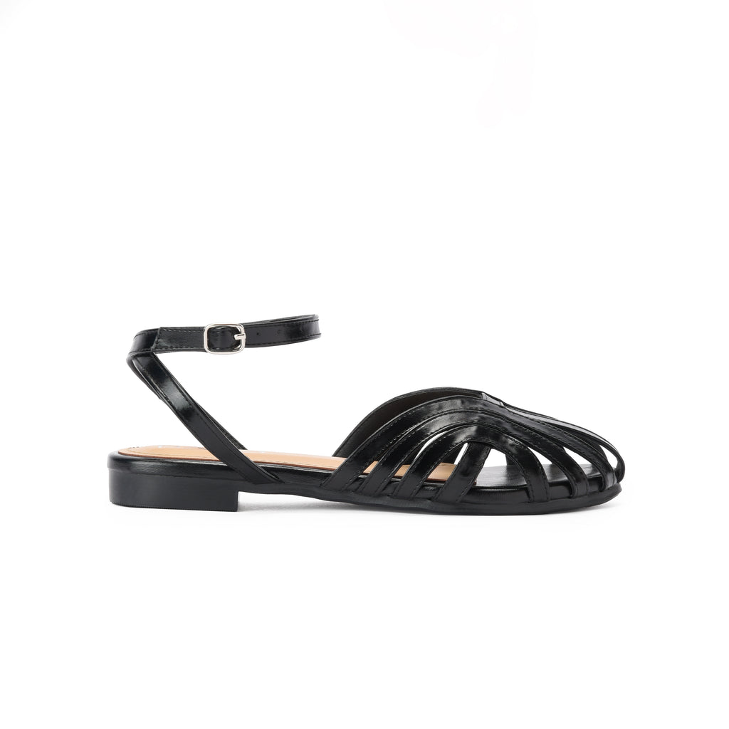 Black metallic Cage Sandal