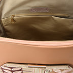 Laptop Cafe with Rust embroideries fabric Backpack/Cross