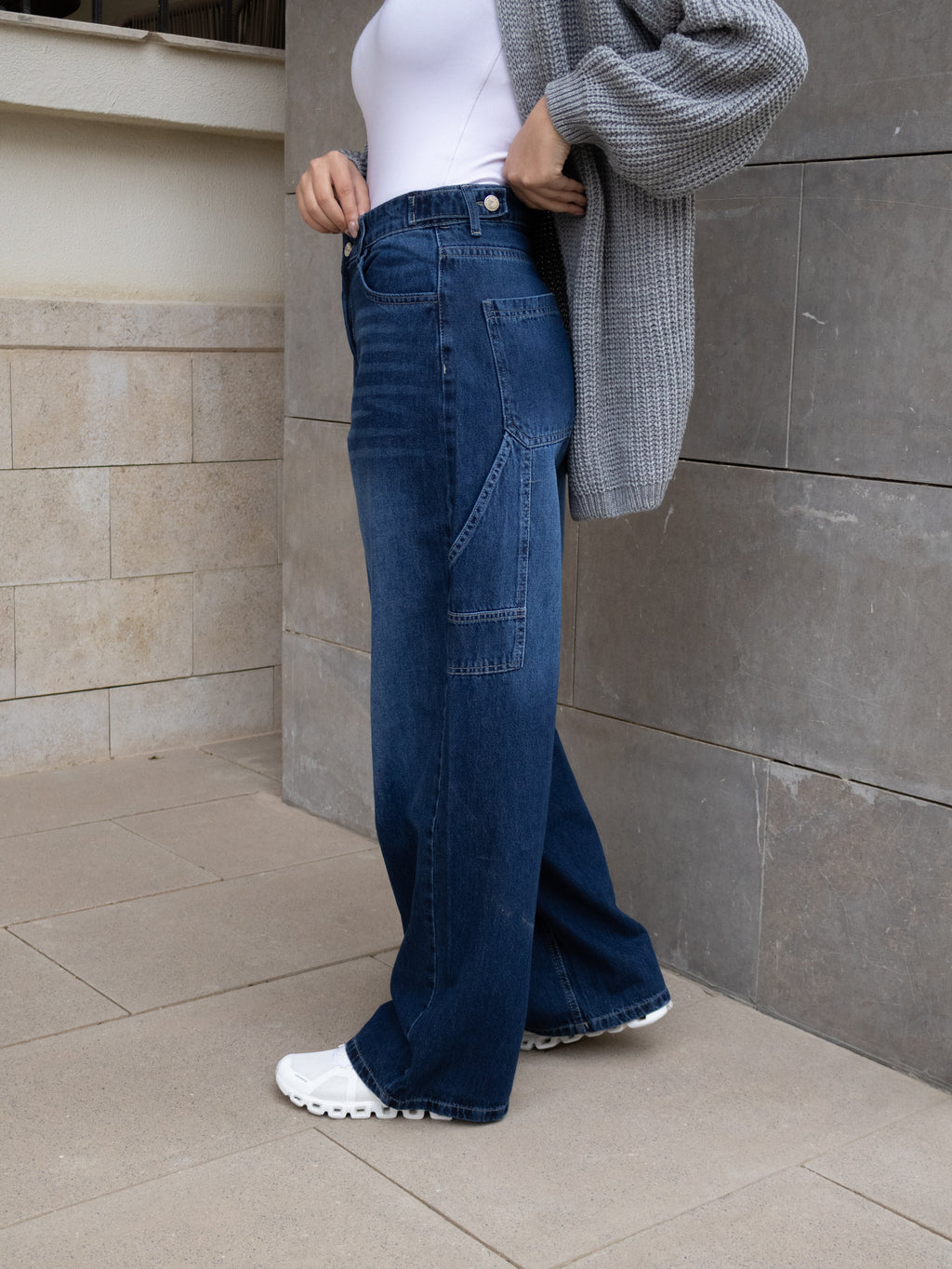 Navy Blue Cargo Jeans - PAVO Egypt