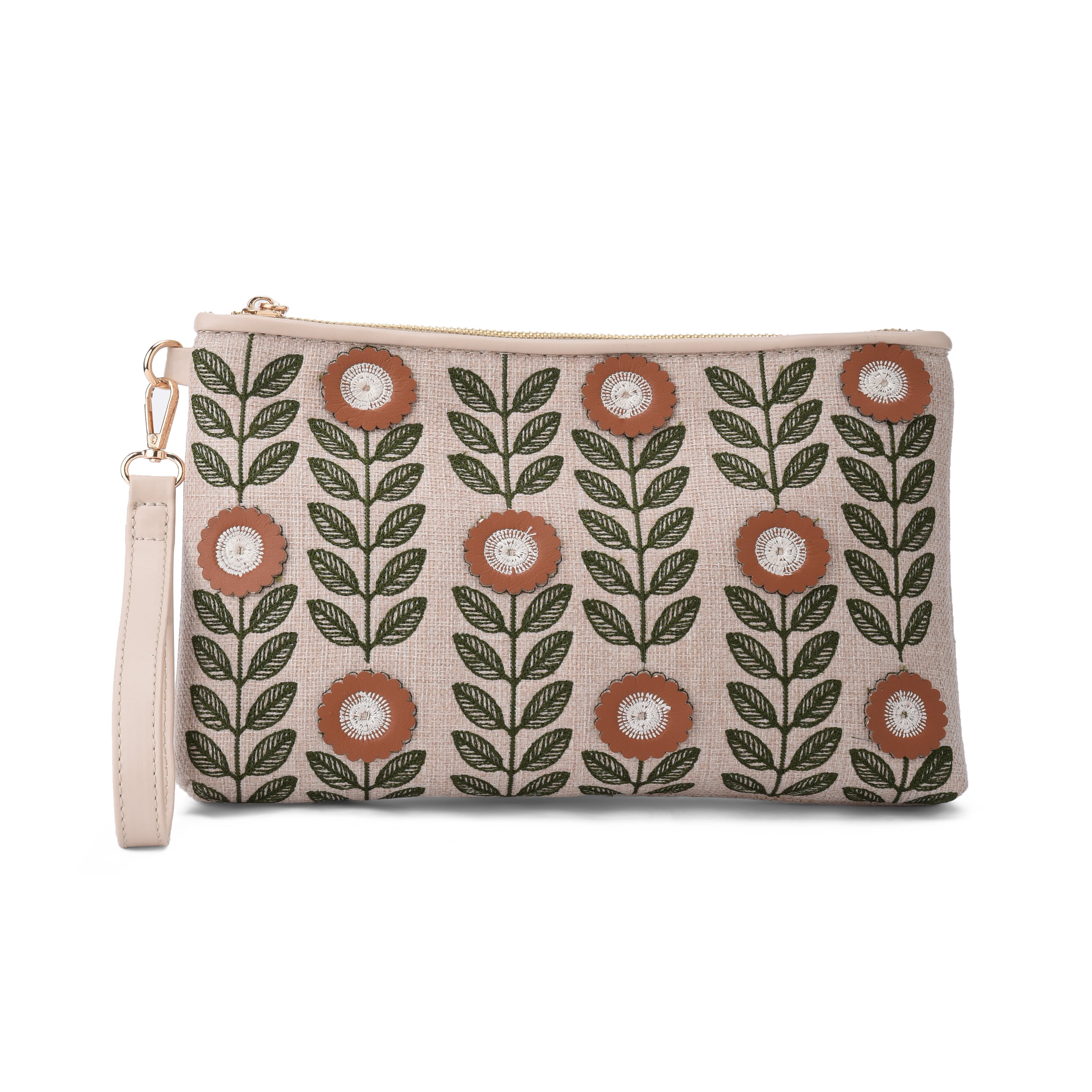 Beige floral Clutch - PAVO Egypt