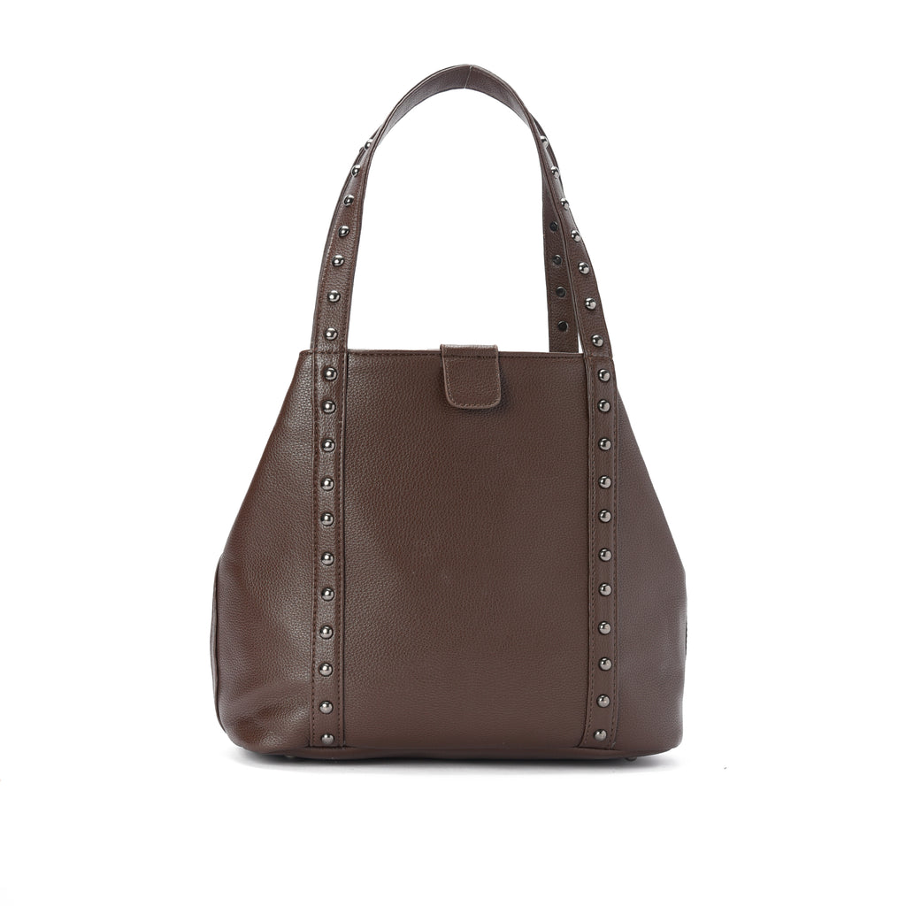 Brown leather Stud Handbag