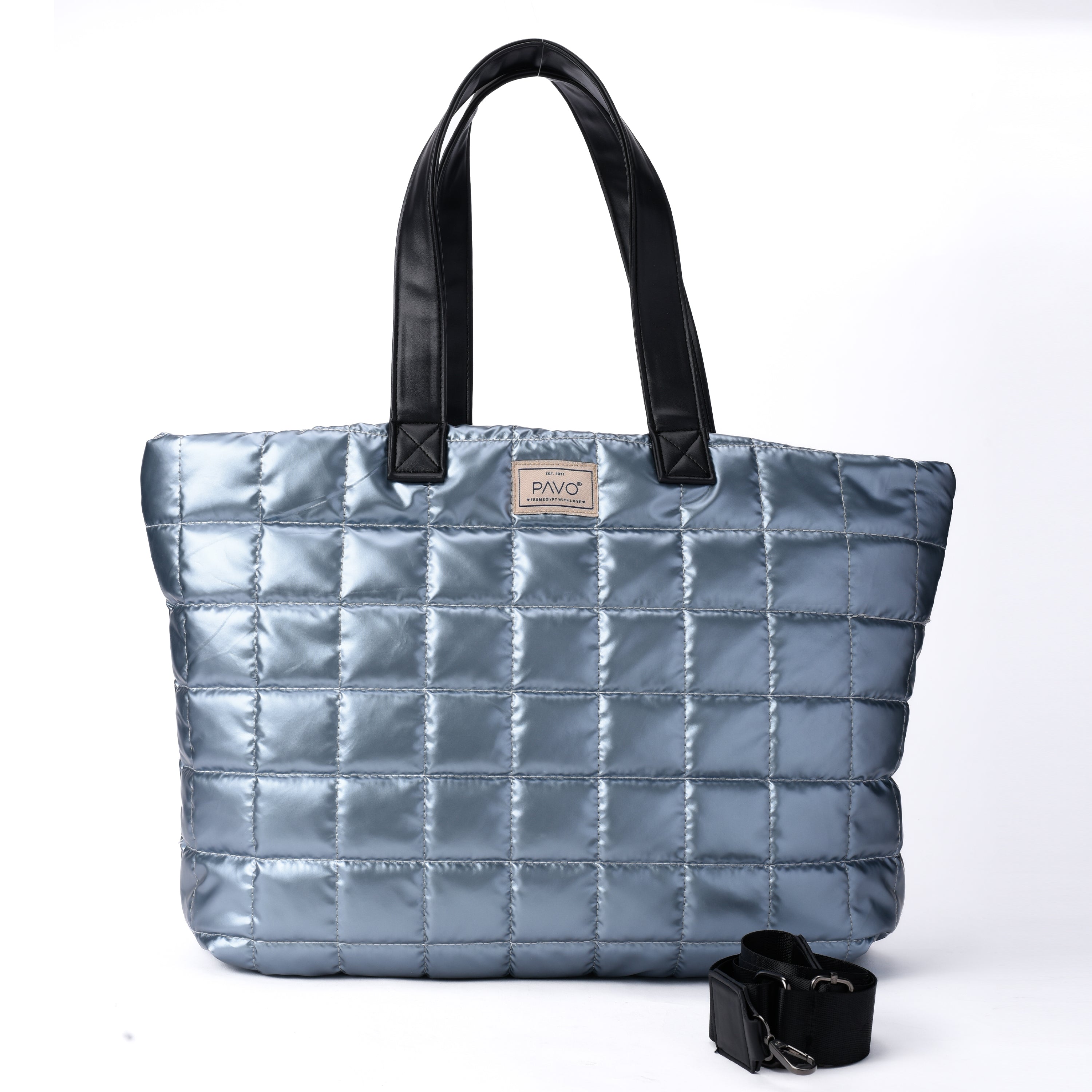 Large Blue metallic Tote Handbag - PAVO Egypt