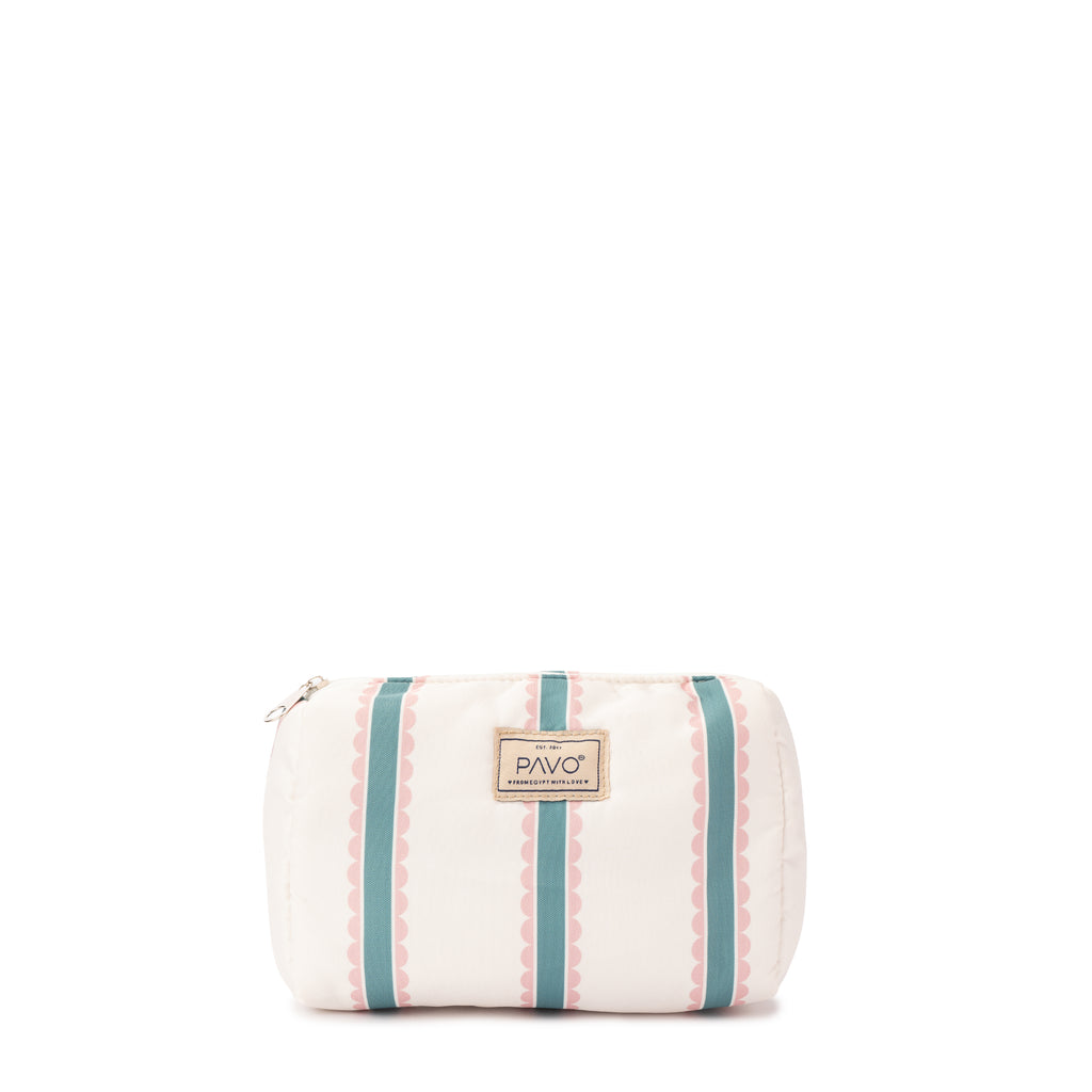 Olive Striped Makeup Bag