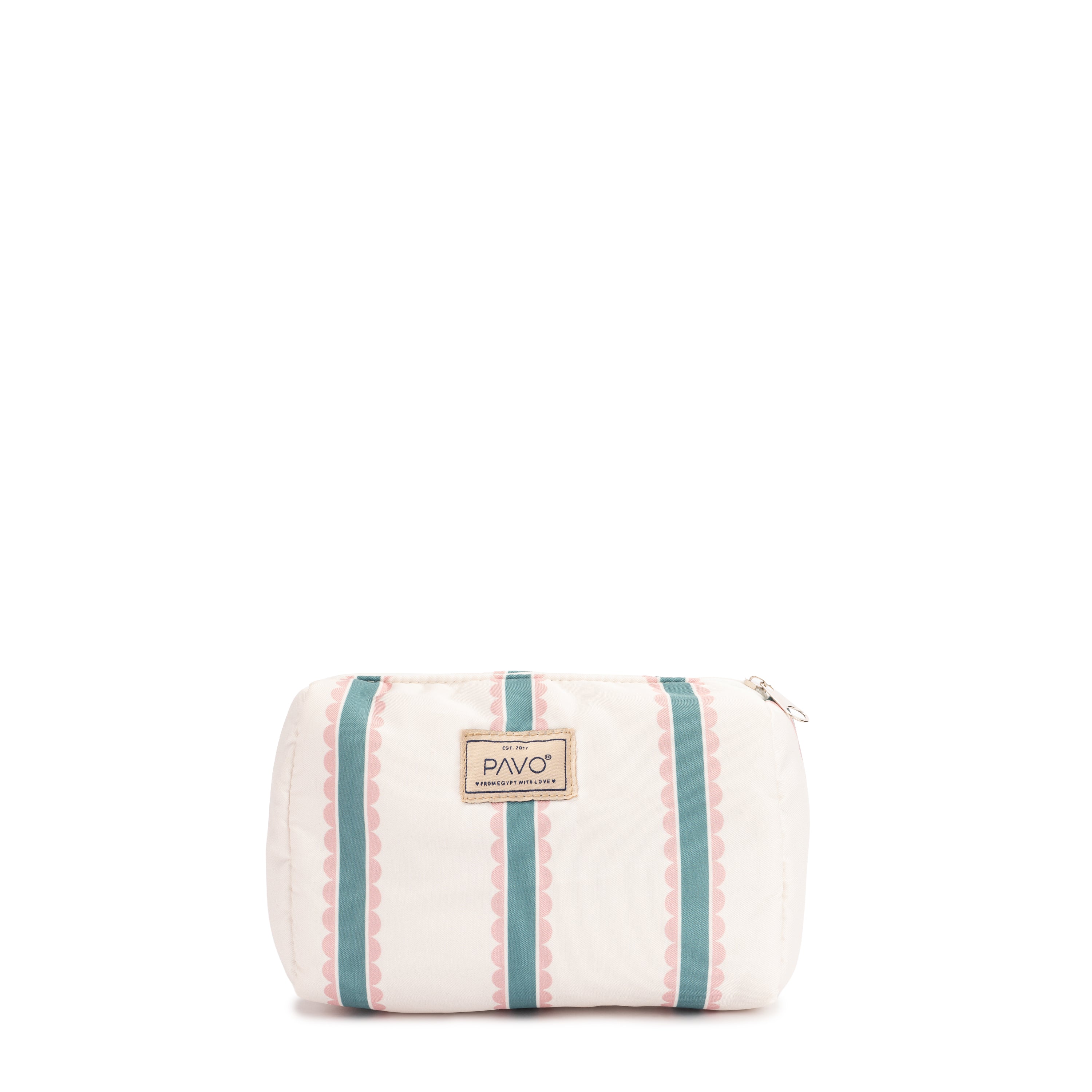 Olive Striped Makeup Bag