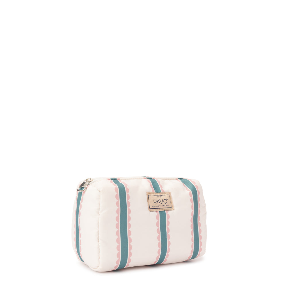 Olive Striped Makeup Bag
