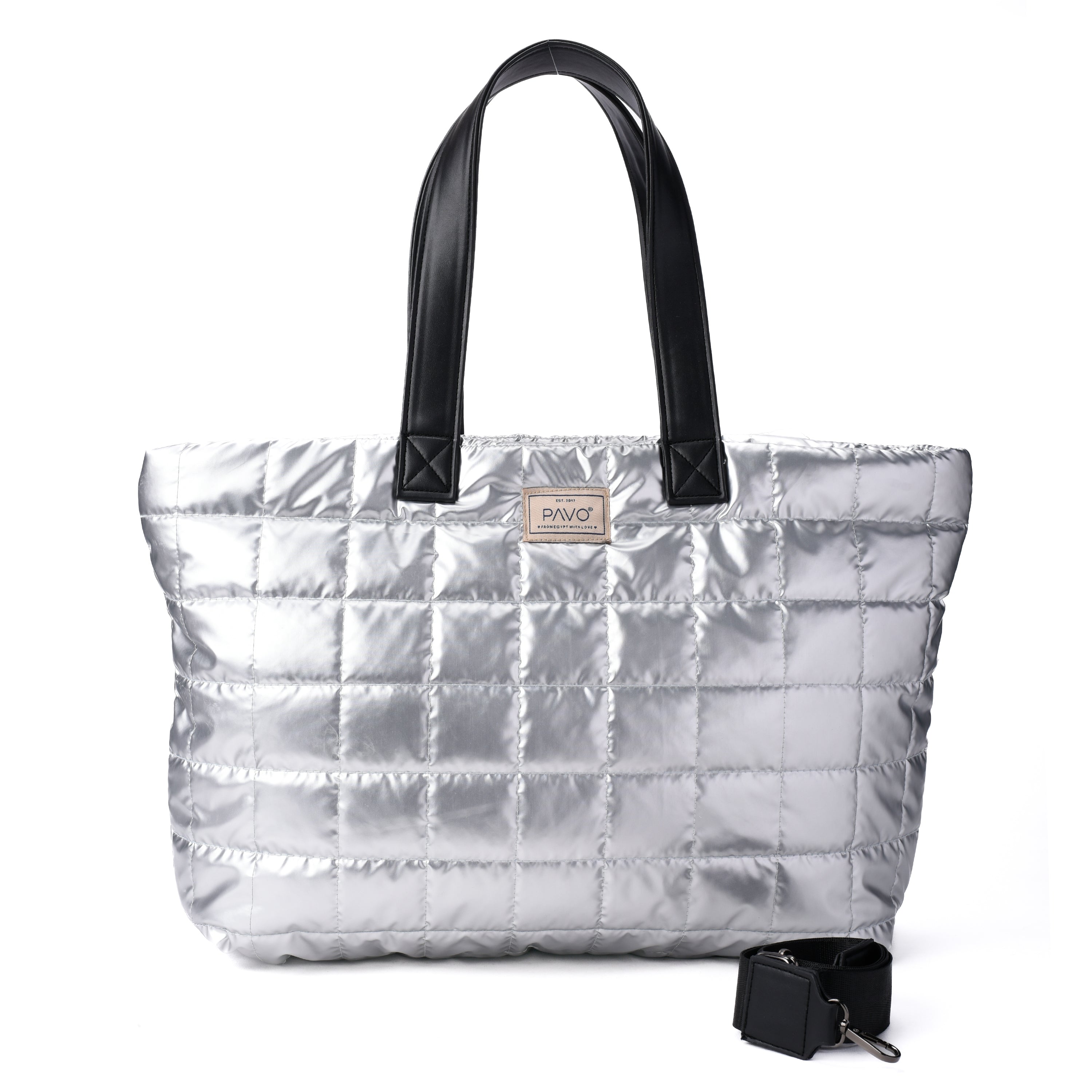 Large Silver Tote Bag Handbag - PAVO Egypt