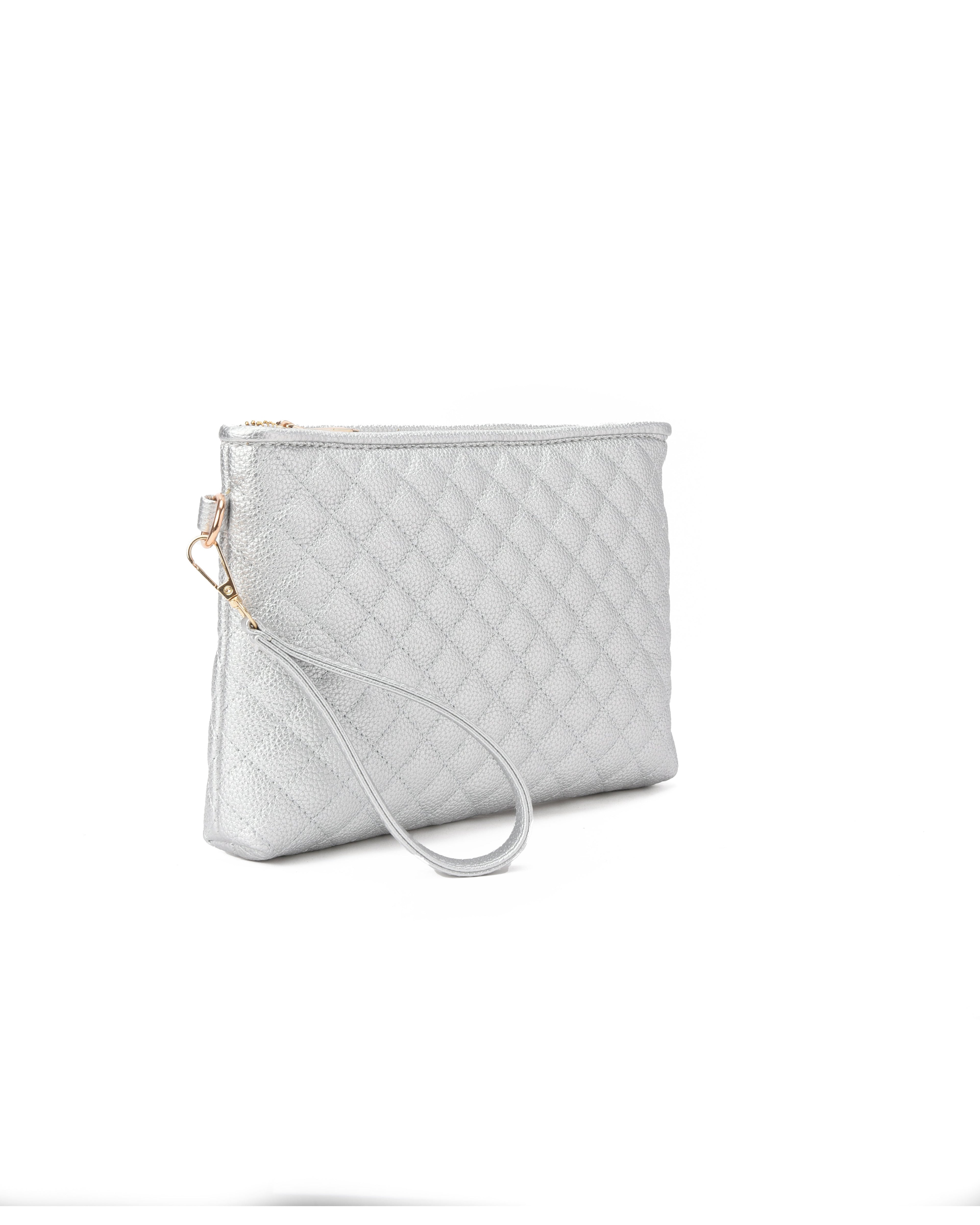 Silver Quilted Clutch pavoegypt