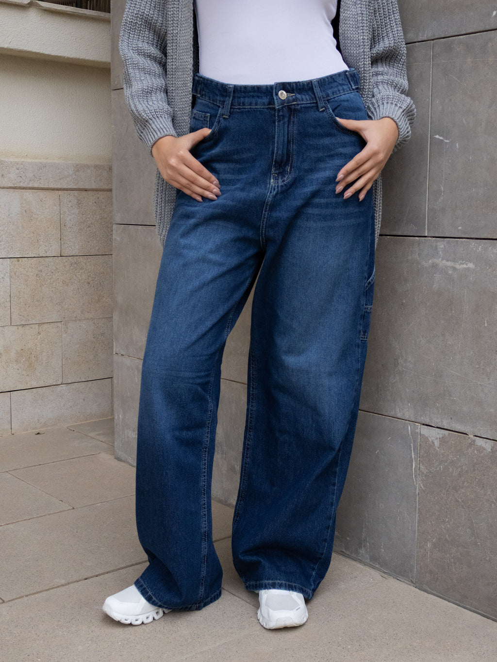 Navy Blue Cargo Jeans - PAVO Egypt
