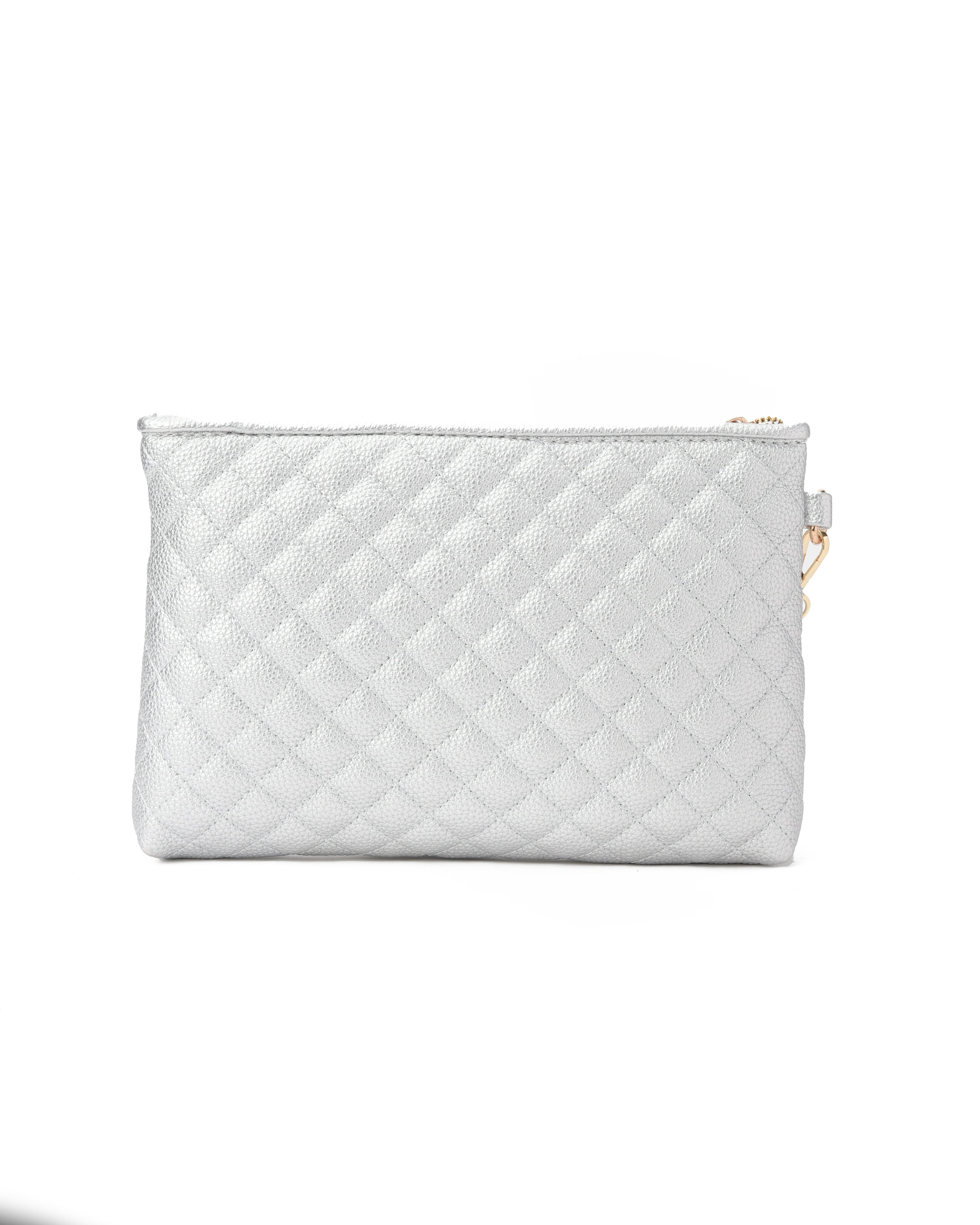 Silver Quilted Clutch pavoegypt