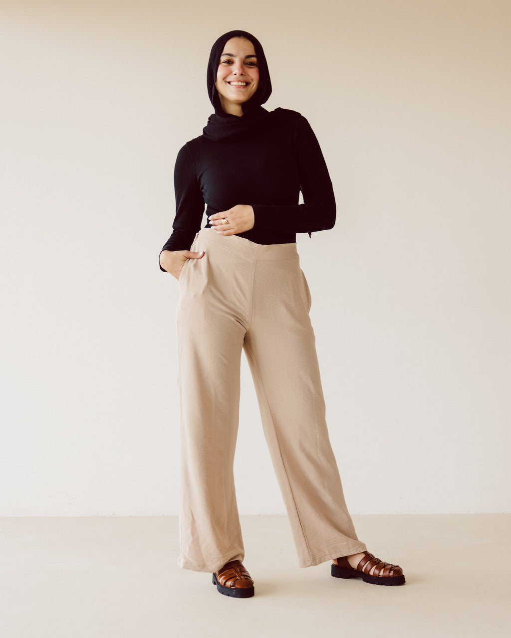 Beige Straight leg pants - PAVO Egypt