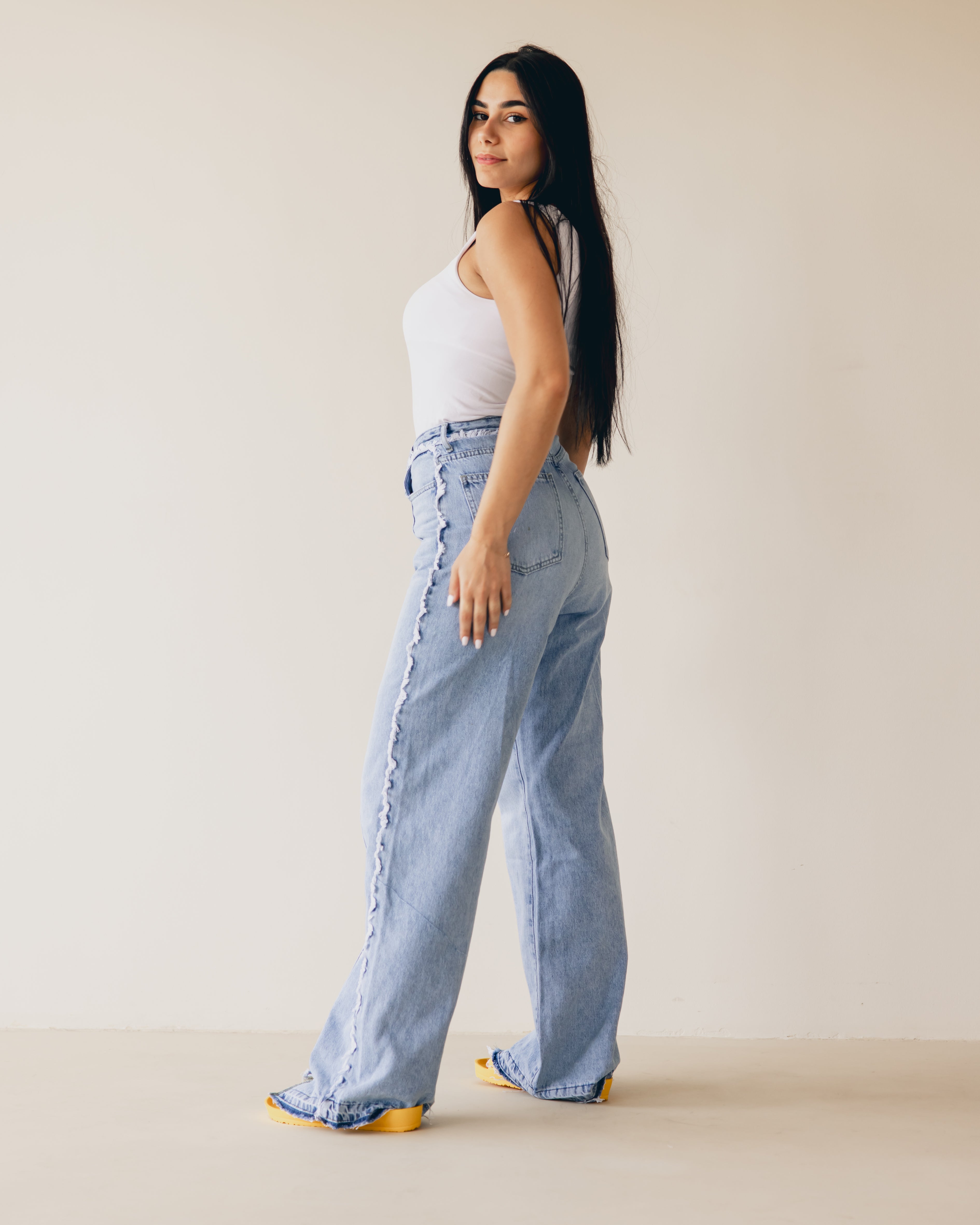 Blue Waist Fringe Jeans - PAVO Egypt