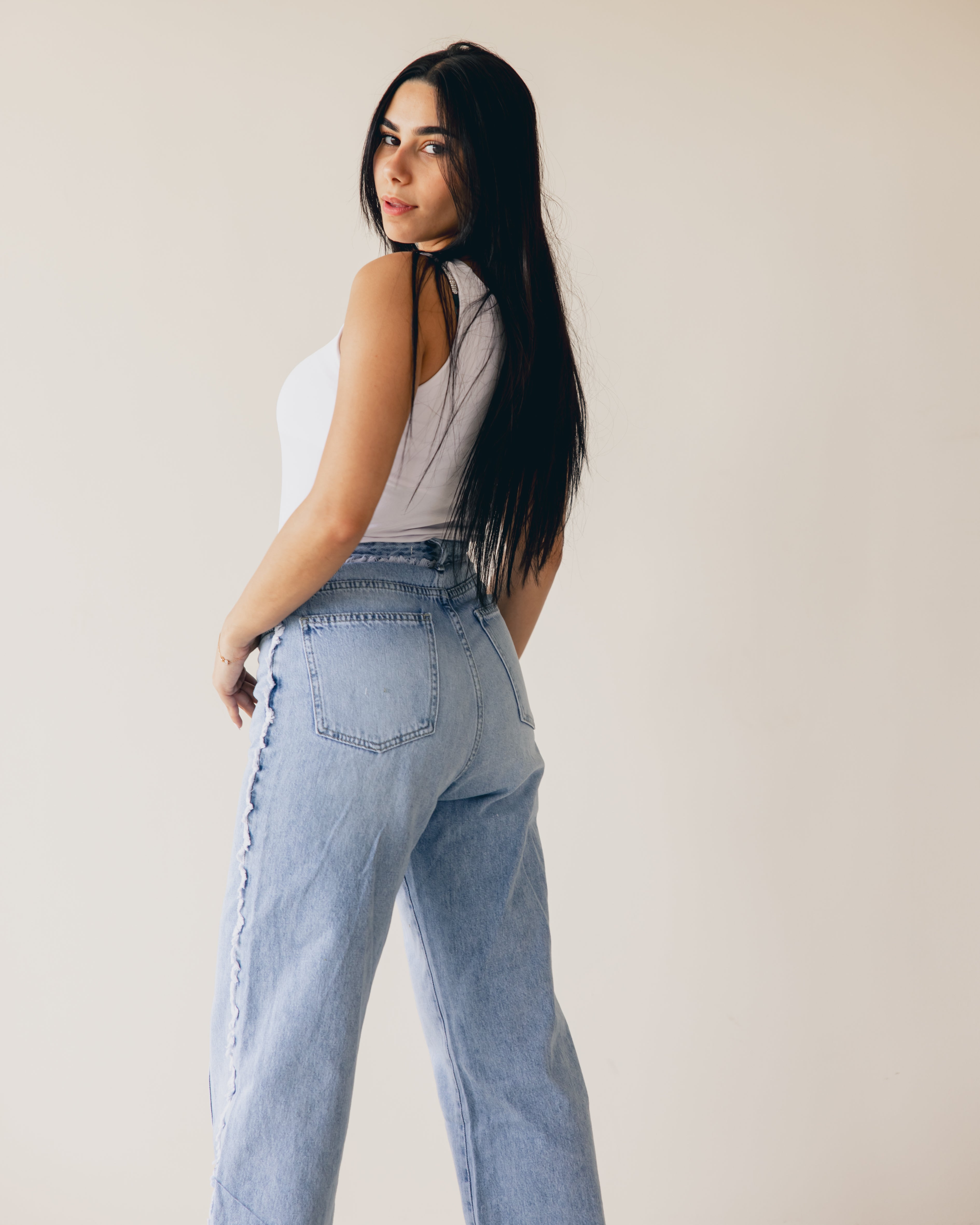 Blue Waist Fringe Jeans - PAVO Egypt