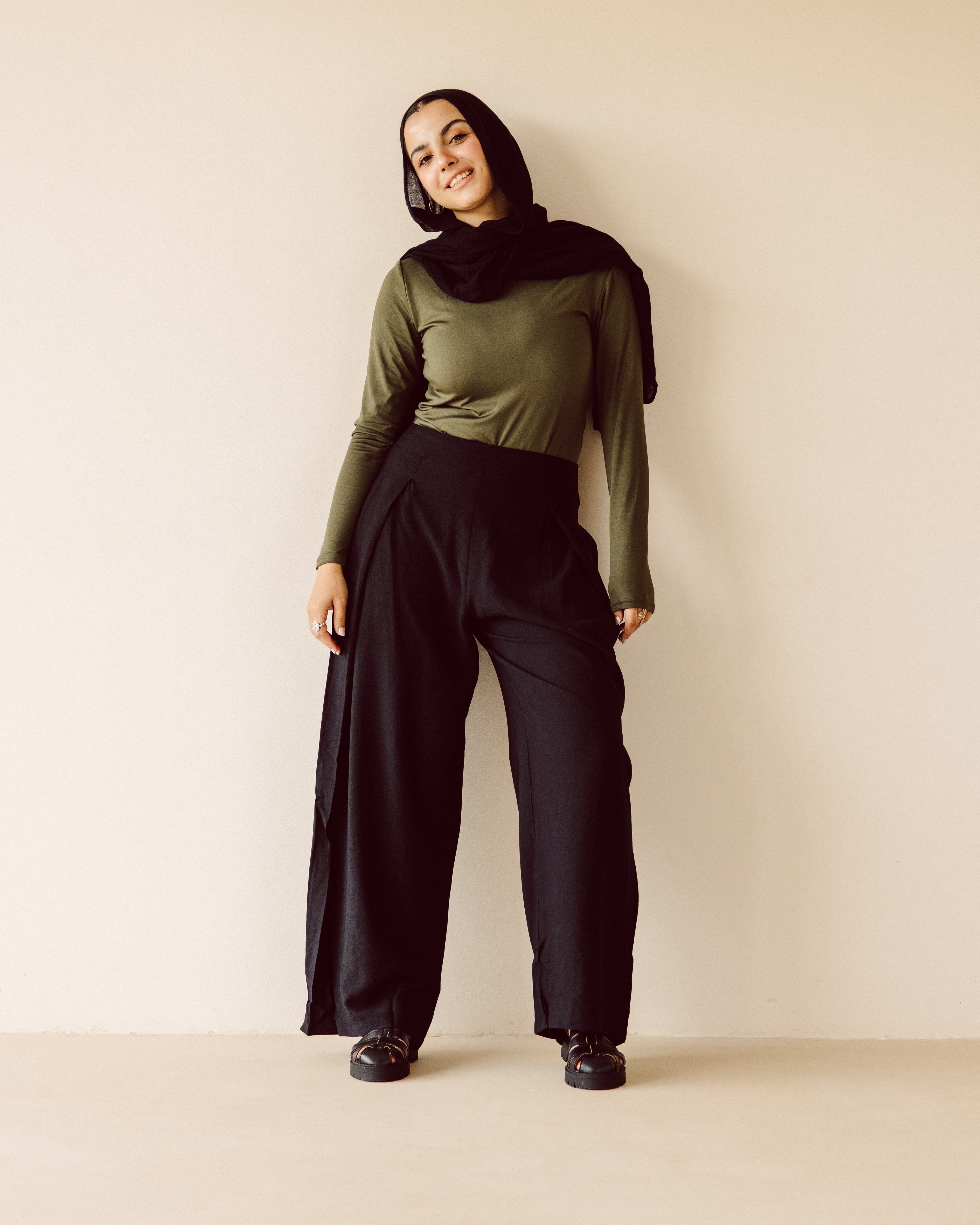 Black wide leg pants - PAVO Egypt