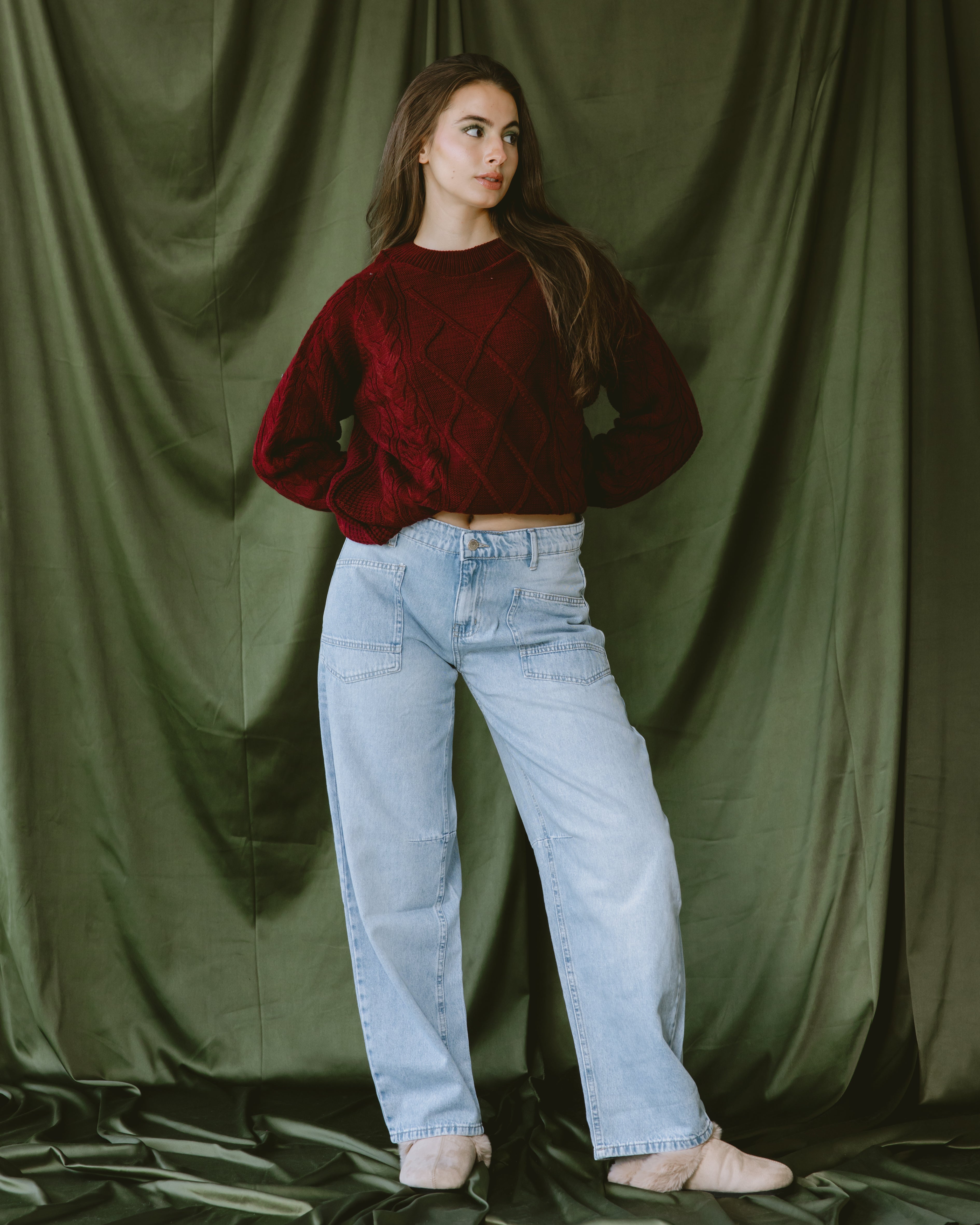 Light blue jeans ballon  with multi pockets - PAVO Egypt