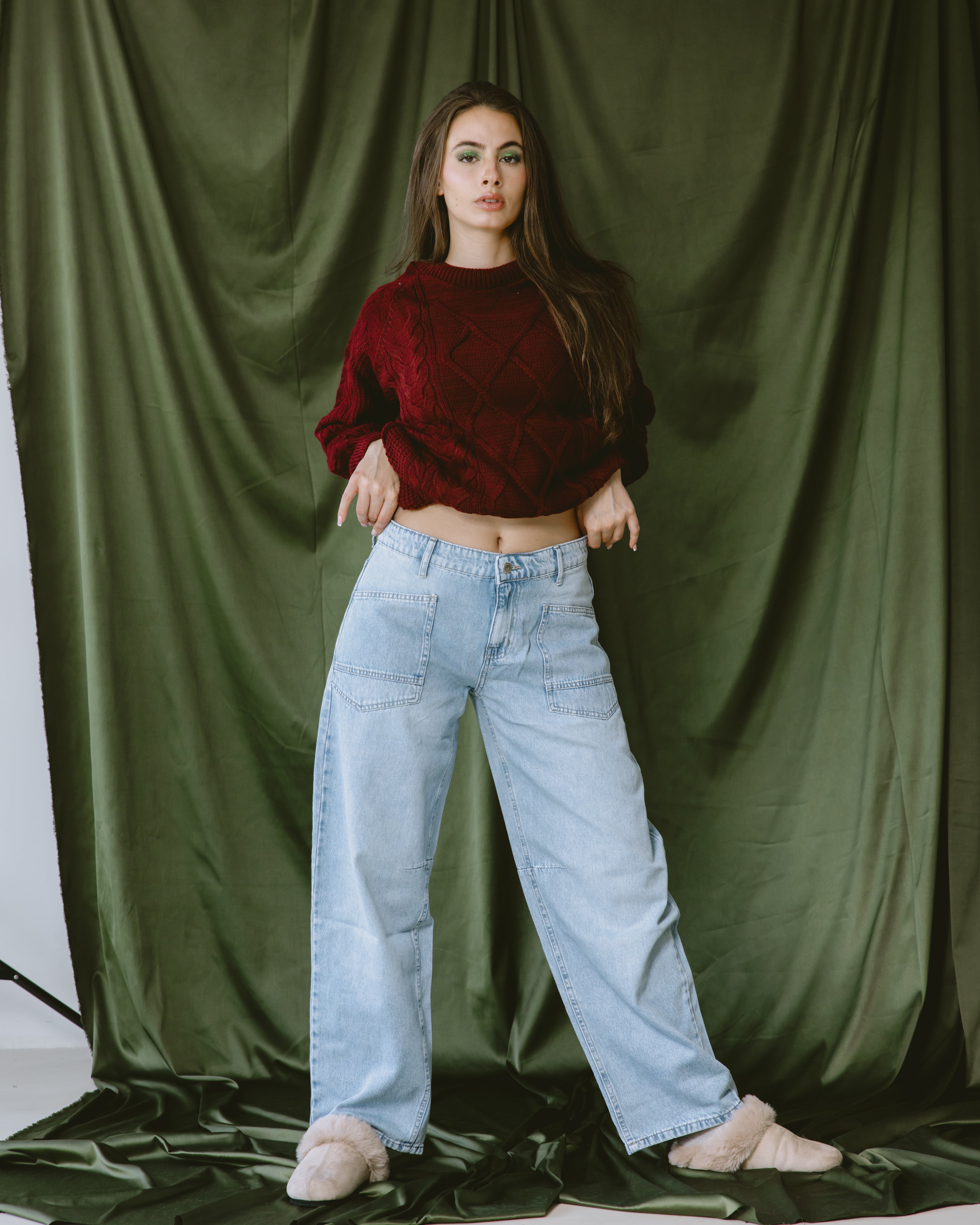Light blue jeans ballon  with multi pockets - PAVO Egypt