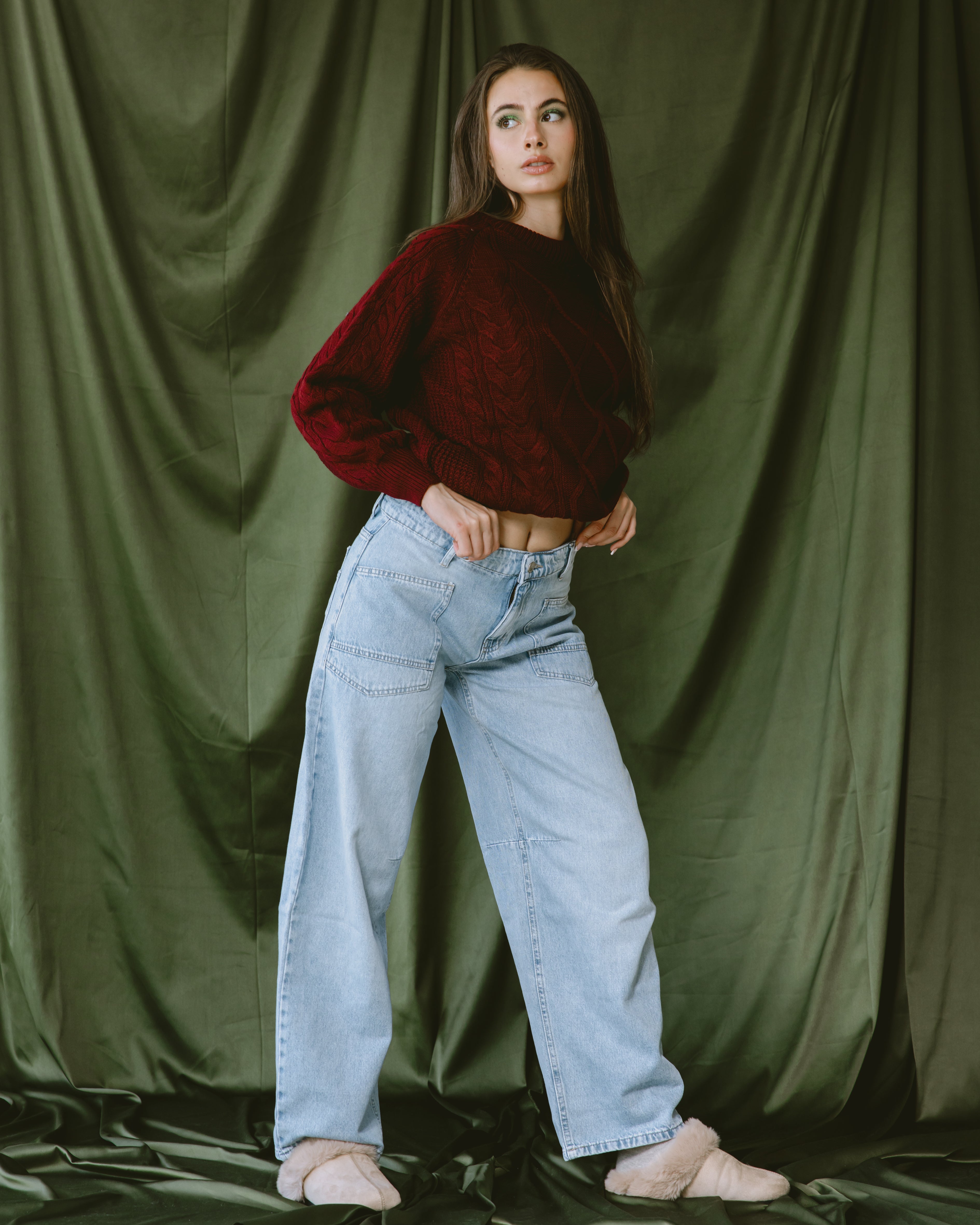 Light blue jeans ballon  with multi pockets - PAVO Egypt
