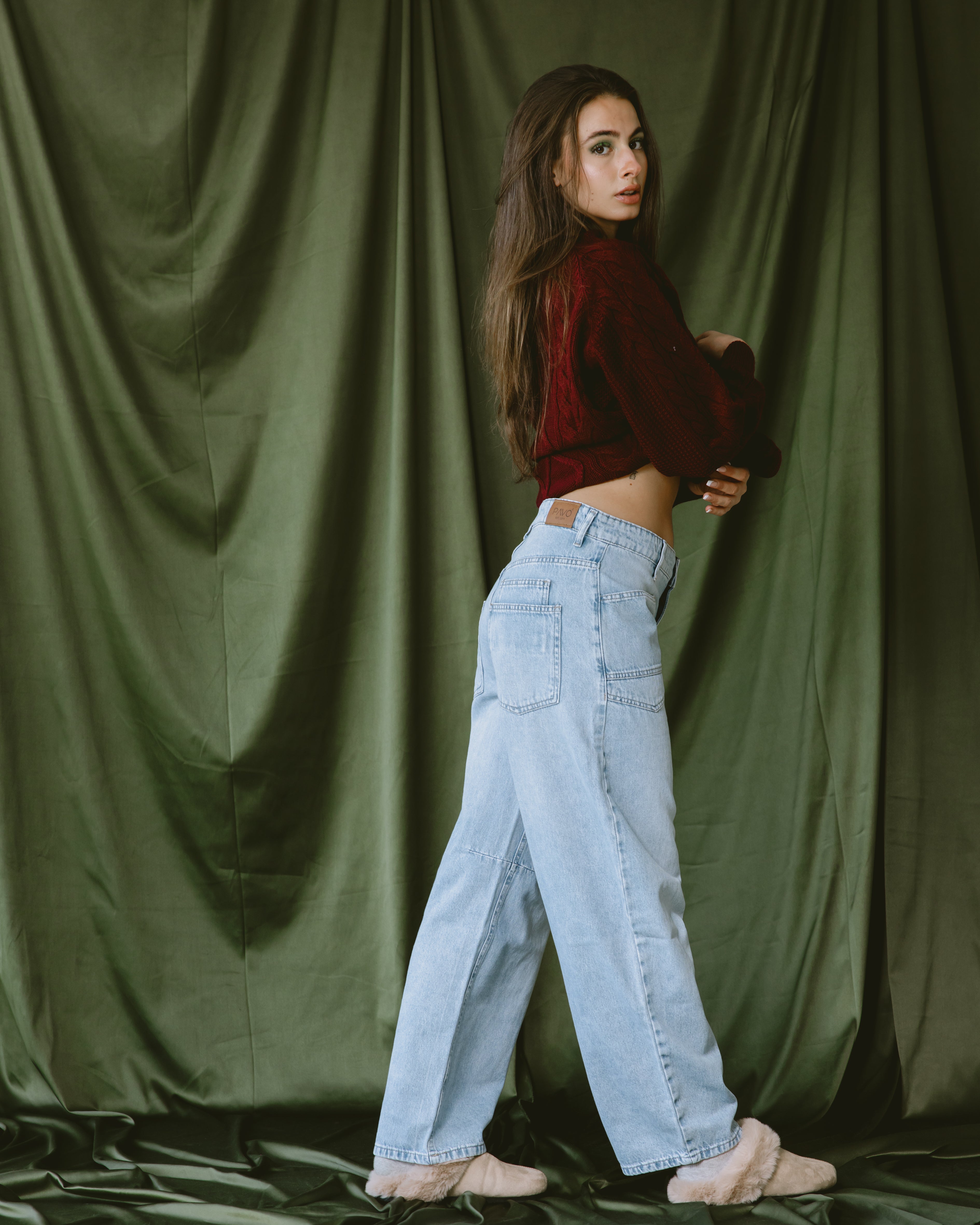 Light blue jeans ballon  with multi pockets - PAVO Egypt