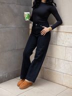 Black cropped wide leg Jeans - PAVO Egypt