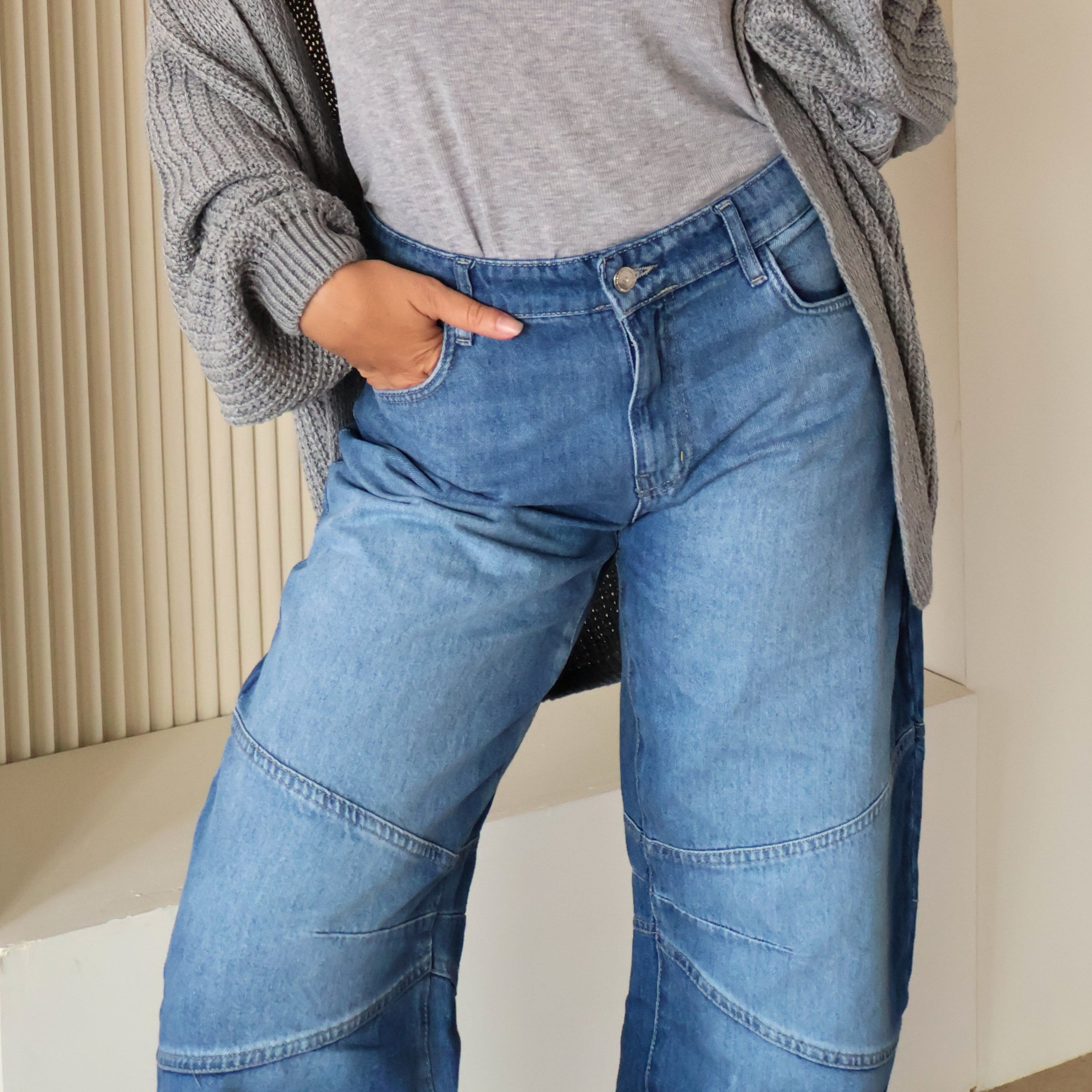 Navy Blue Ballon Jeans - PAVO Egypt