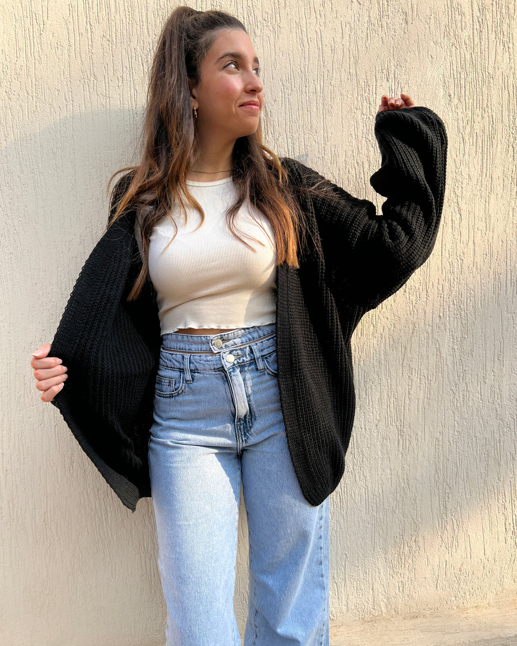 Black oversized Cardigan - PAVO Egypt