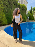 Black mom fit linen pants - PAVO Egypt