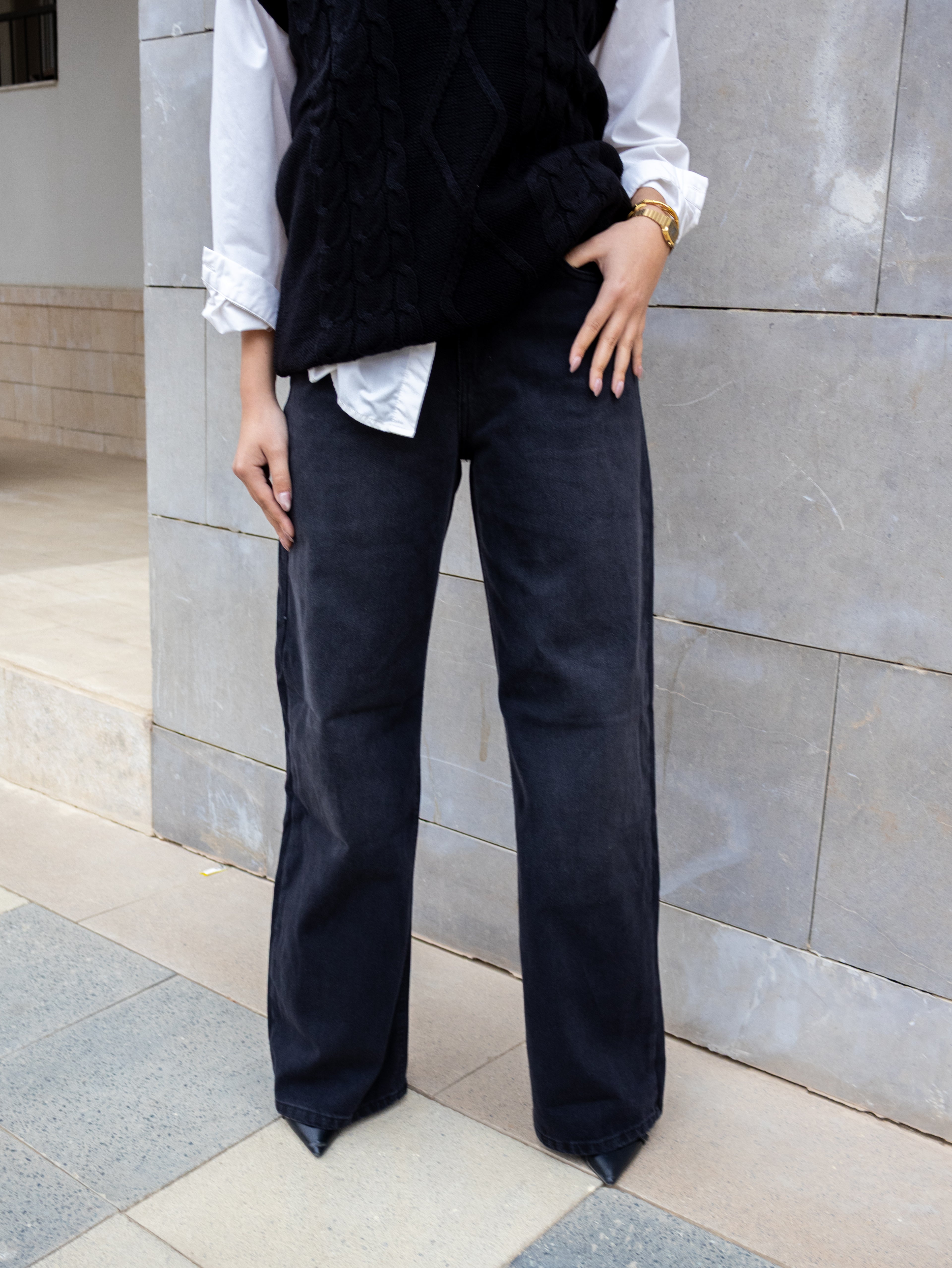 Grey Wide Leg jeans - PAVO Egypt