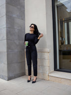 Black cropped wide leg Jeans - PAVO Egypt