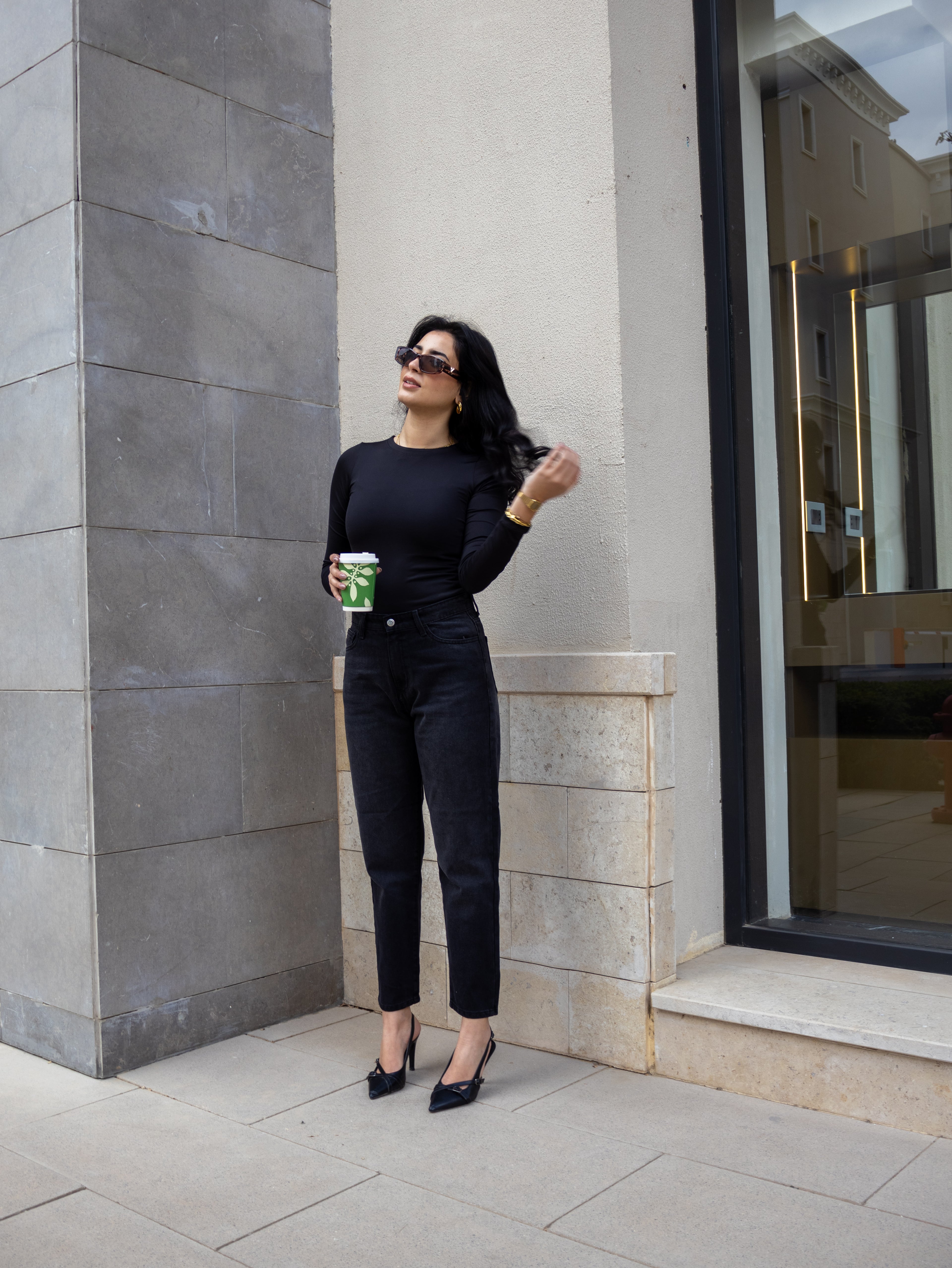 Black cropped wide leg Jeans - PAVO Egypt