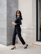 Black cropped wide leg Jeans - PAVO Egypt