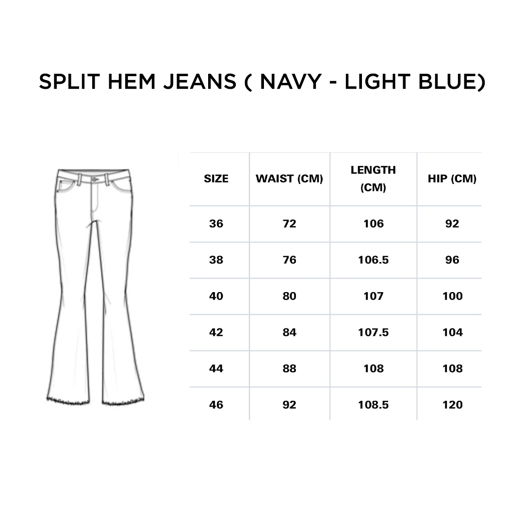 Split Hem Blue Jeans - PAVO Egypt