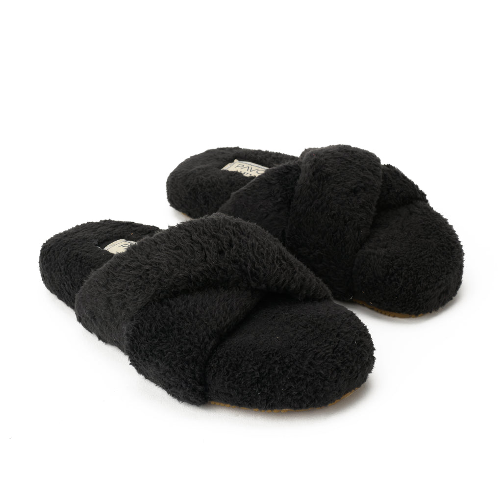Slipper Fur Cross Black - PAVO Egypt